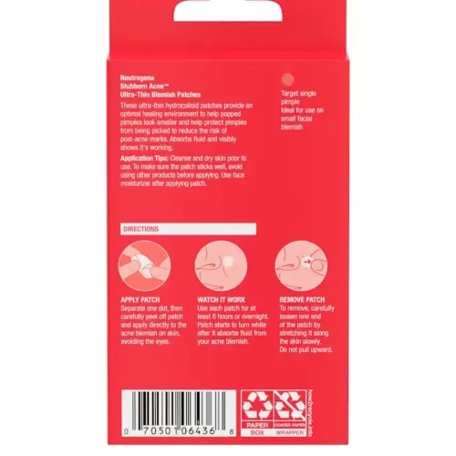 Neutrogena Stubborn Acne® Ultra-Thin Blemish Patches Direction